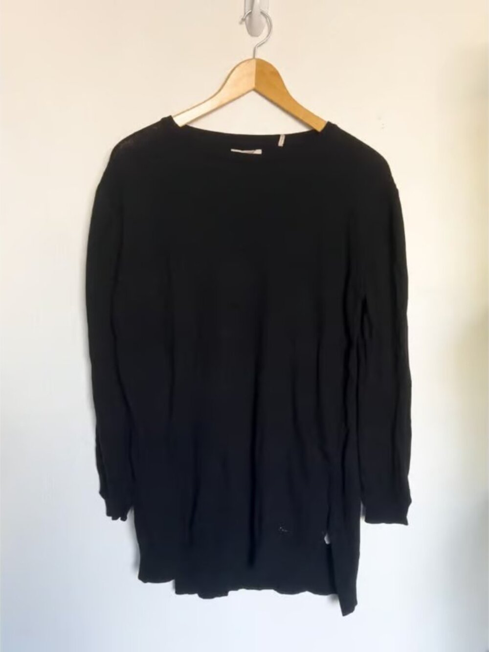 Barbour Knit Sweater Tunic Long Wool Crewneck Cashmere Womens 10 Black Flawed